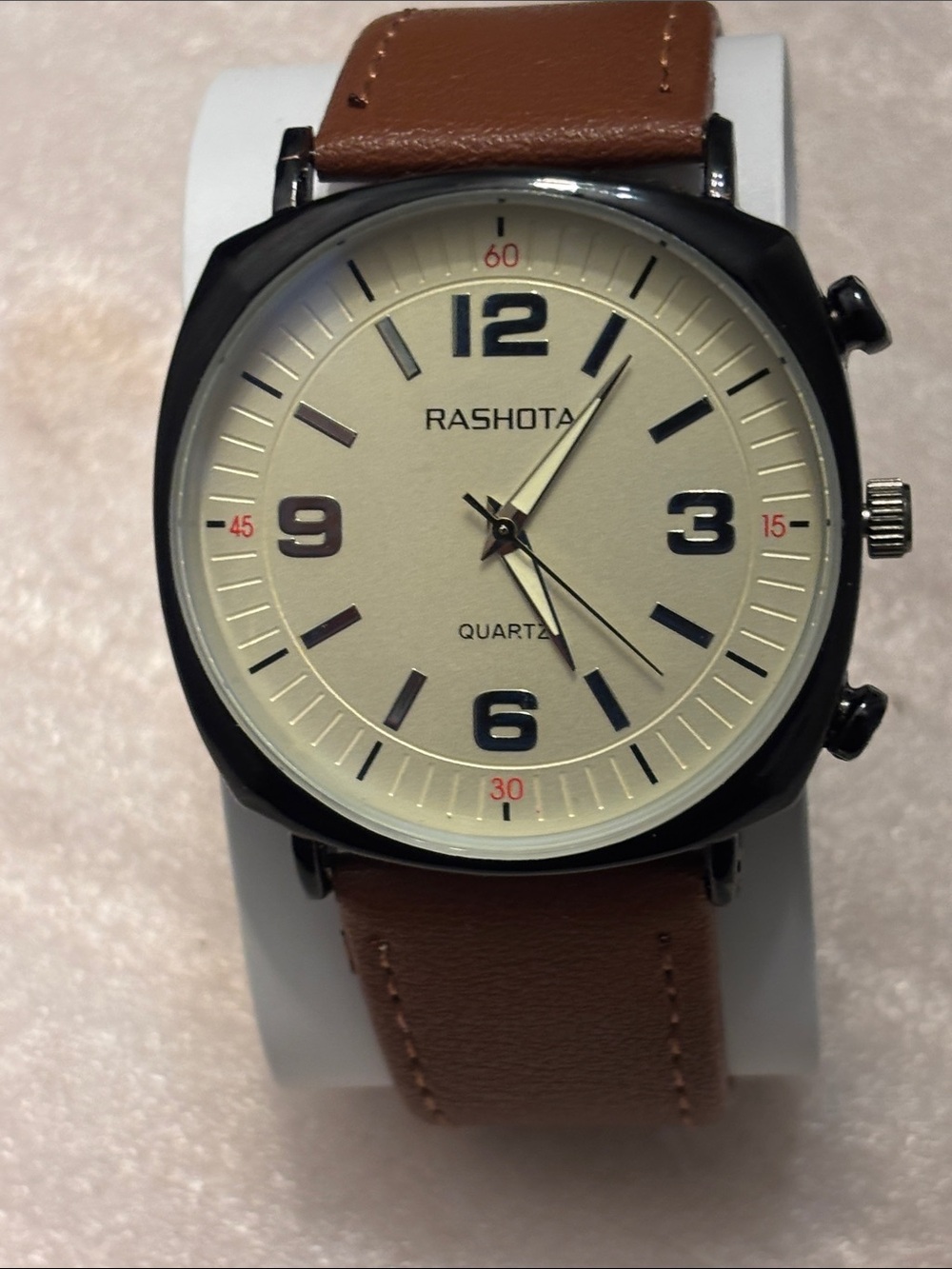 Rashota Men's Brown Strap Analog Watch